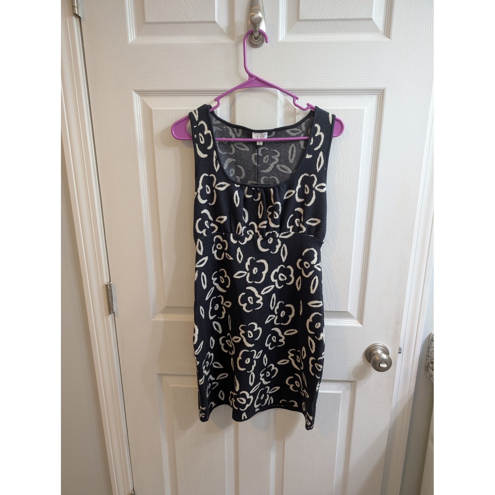 Le Lis Women's Black Floral Knit Sleeveless Midi Dress - Size M